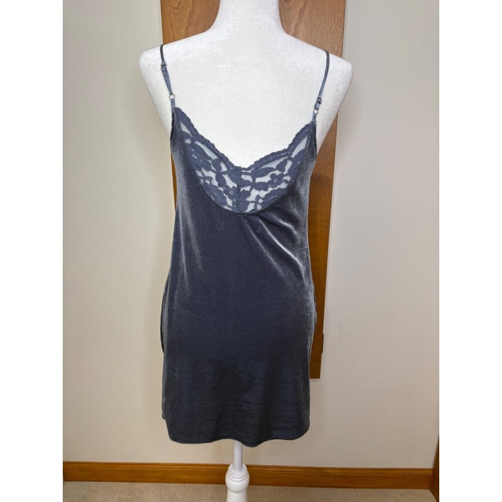 Abercrombie & Fitch XS Blue Velvet Mini Slip Dress Lace Back Fairy Coquette Whim